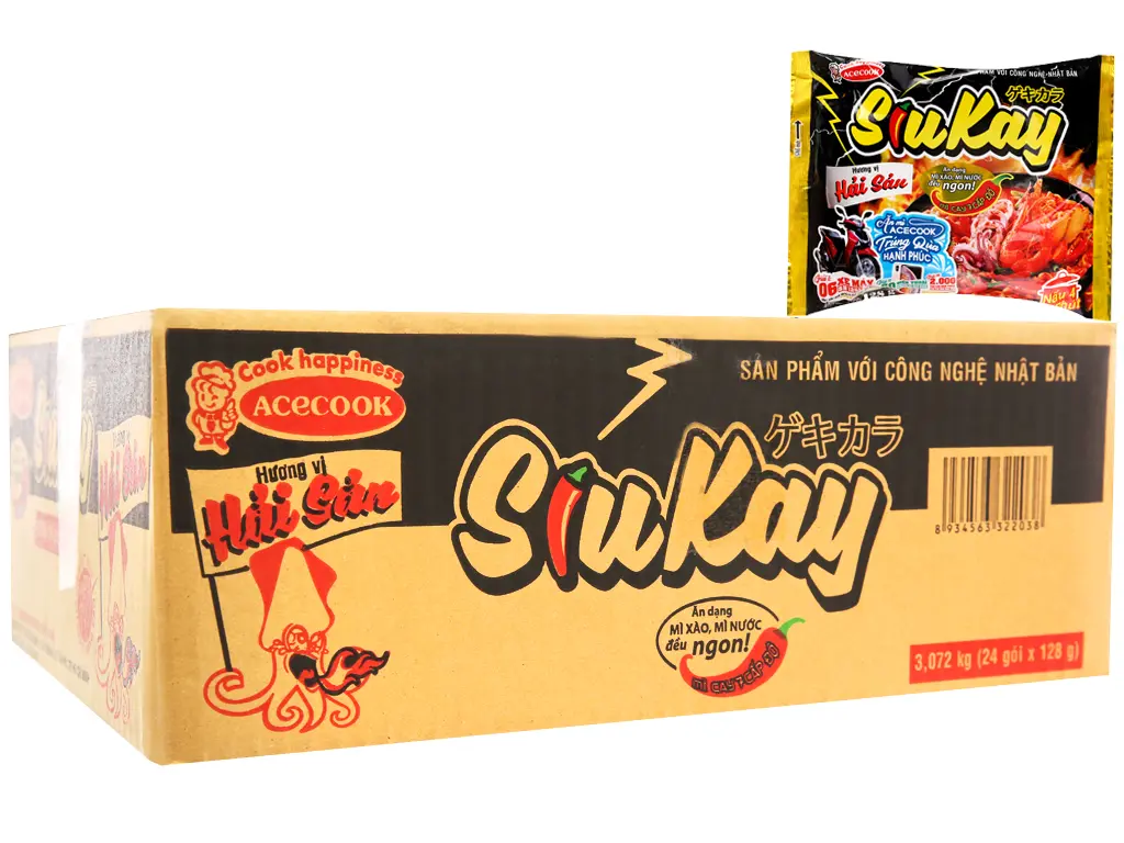 Thùng 24 gói Mì SiuKay Vị Hải Sản 128g