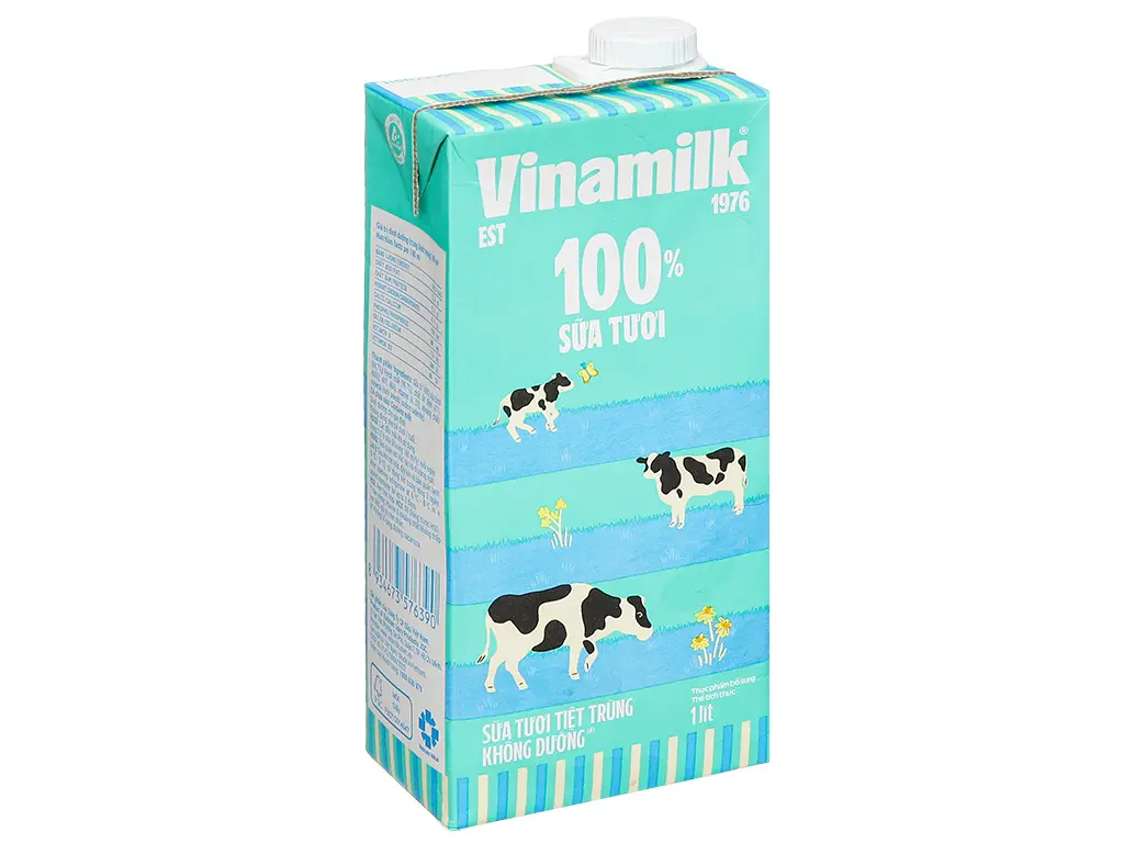Sữa Tươi Tiệt Trùng Vinamilk 100% Không Đường 1L